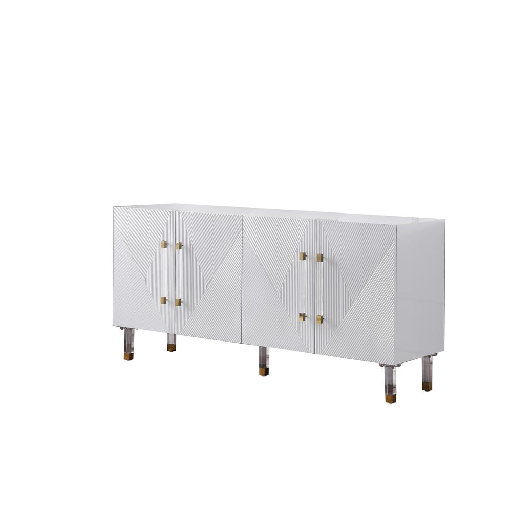 Fenella 65" Lacquer with Gold Accents Sideboard, White By Best Master Furniture | Sideboards |  Modishstore 