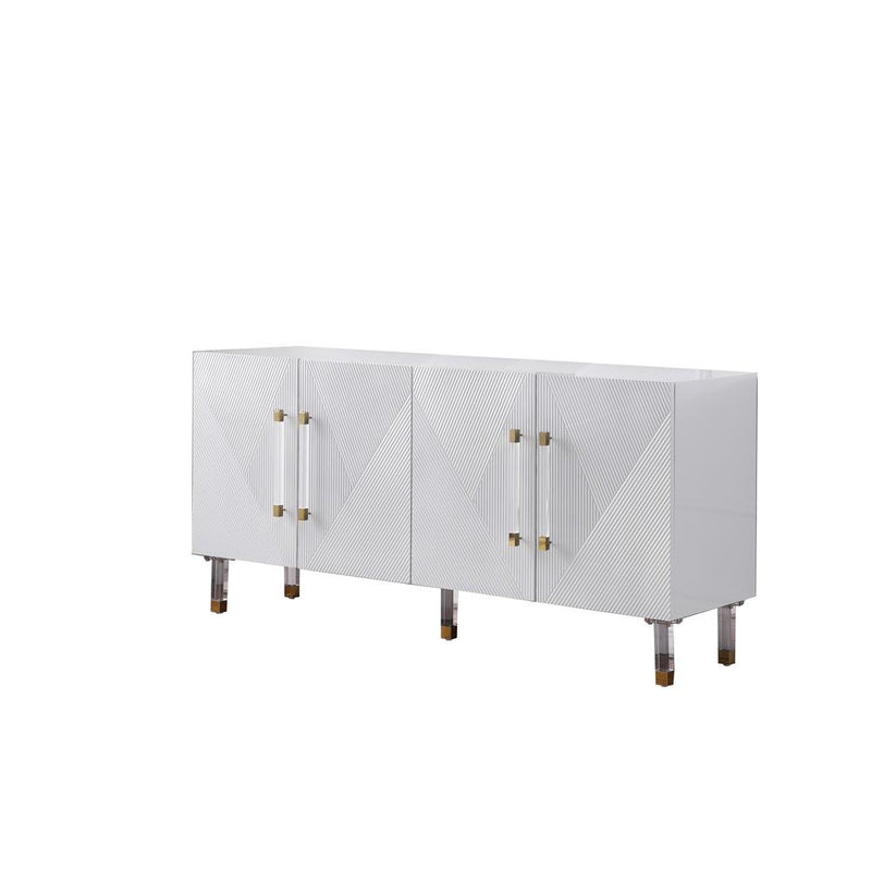 Fenella 65" Lacquer with Gold Accents Sideboard, White By Best Master Furniture | Sideboards |  Modishstore 