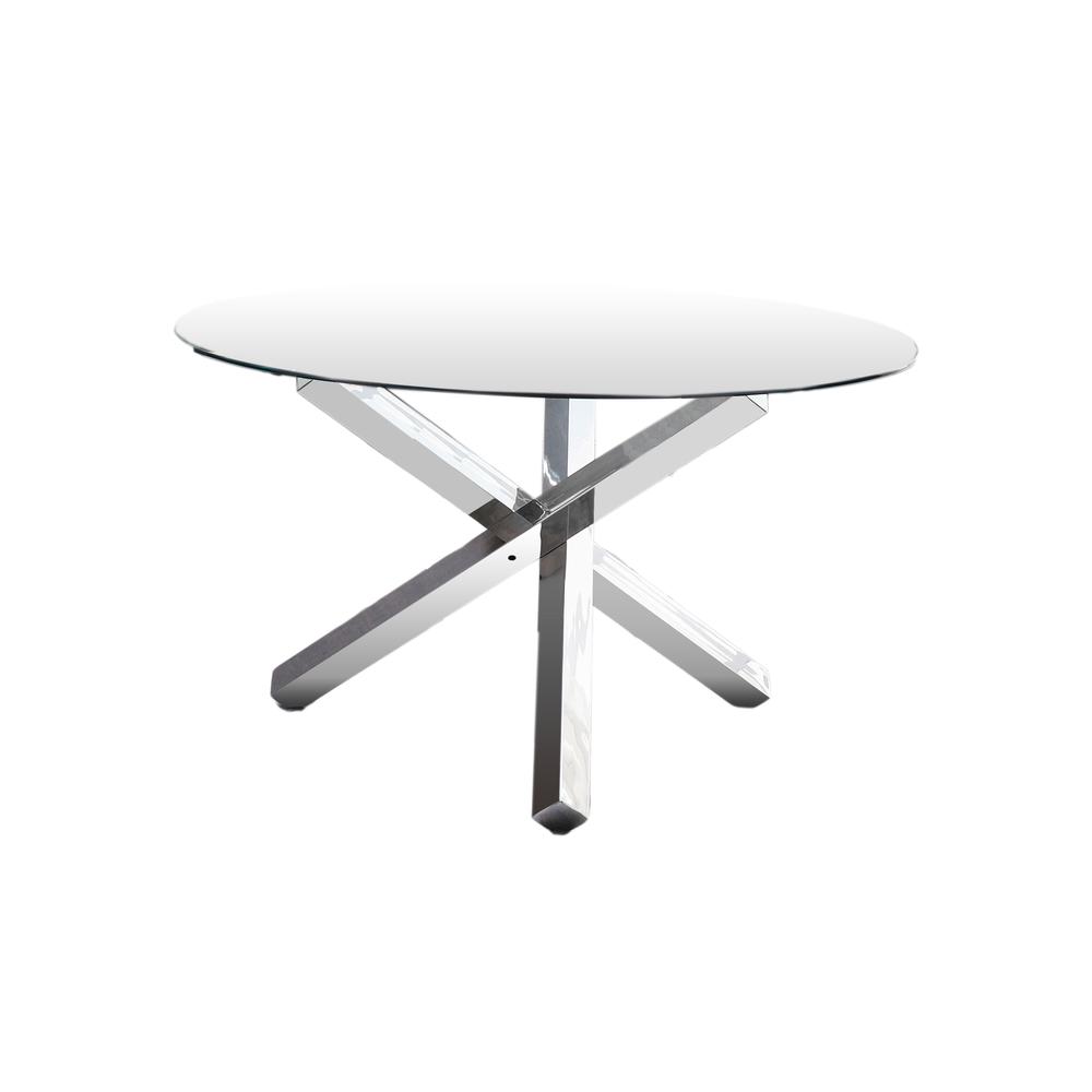 Tracy Modern Glass with Stainless Steel Round Dining Table By Best Master Furniture | Dining Tables |  Modishstore 