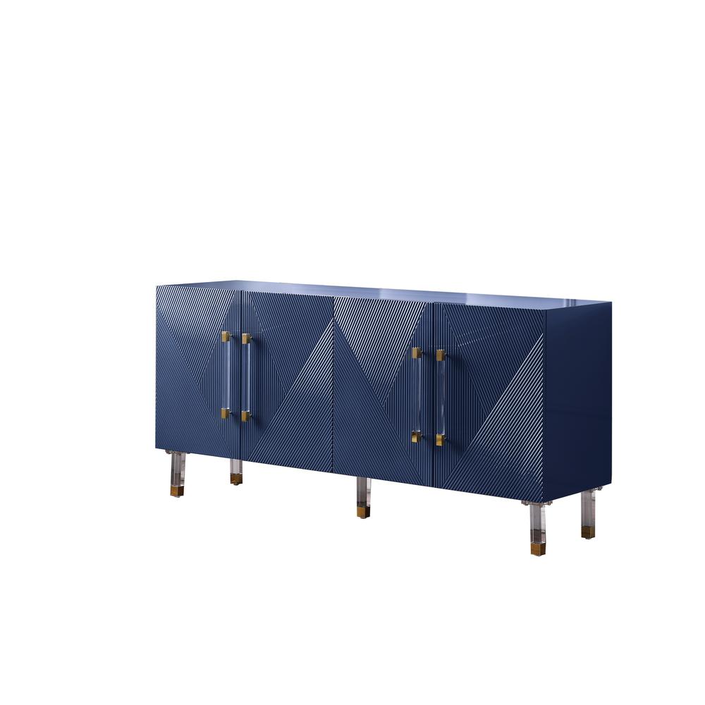 Fenella 65" Lacquer with Gold Accents Sideboard, Navy Blue By Best Master Furniture | Sideboards |  Modishstore 