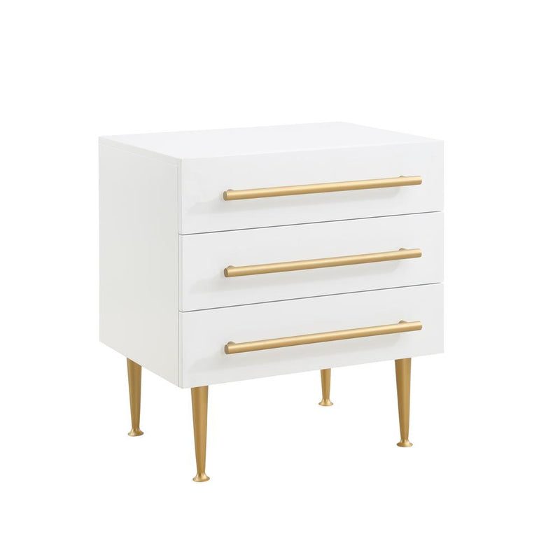 Bellanova White Nightstand with Gold Accents By Best Master Furniture | Nightstands |  Modishstore 