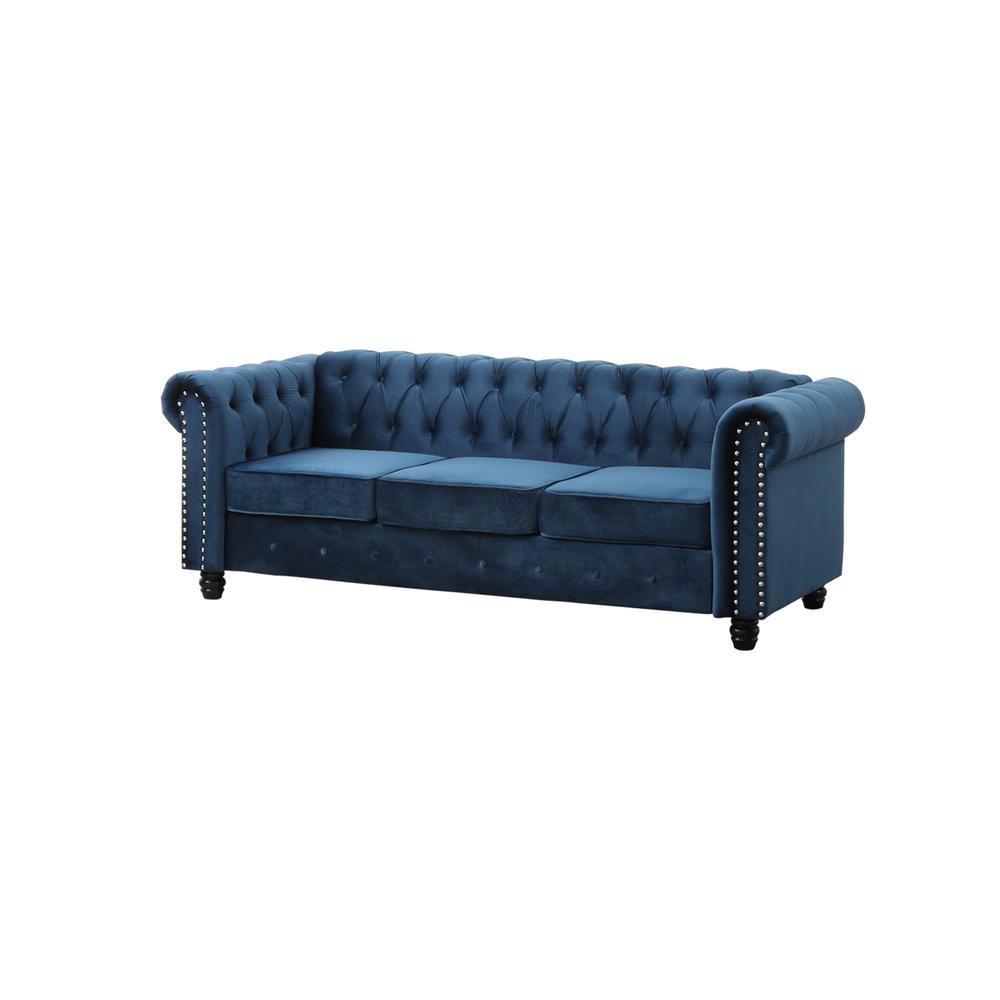 Venice 82" Tufted Velvet Sofa, Blue By Best Master Furniture | Sofas |  Modishstore 