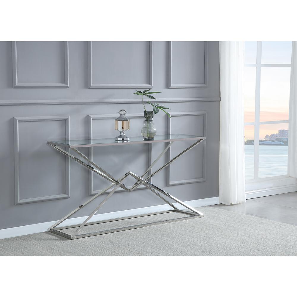 Emerson Silver Glass Console Table By Best Master Furniture | Console Tables |  Modishstore  - 2
