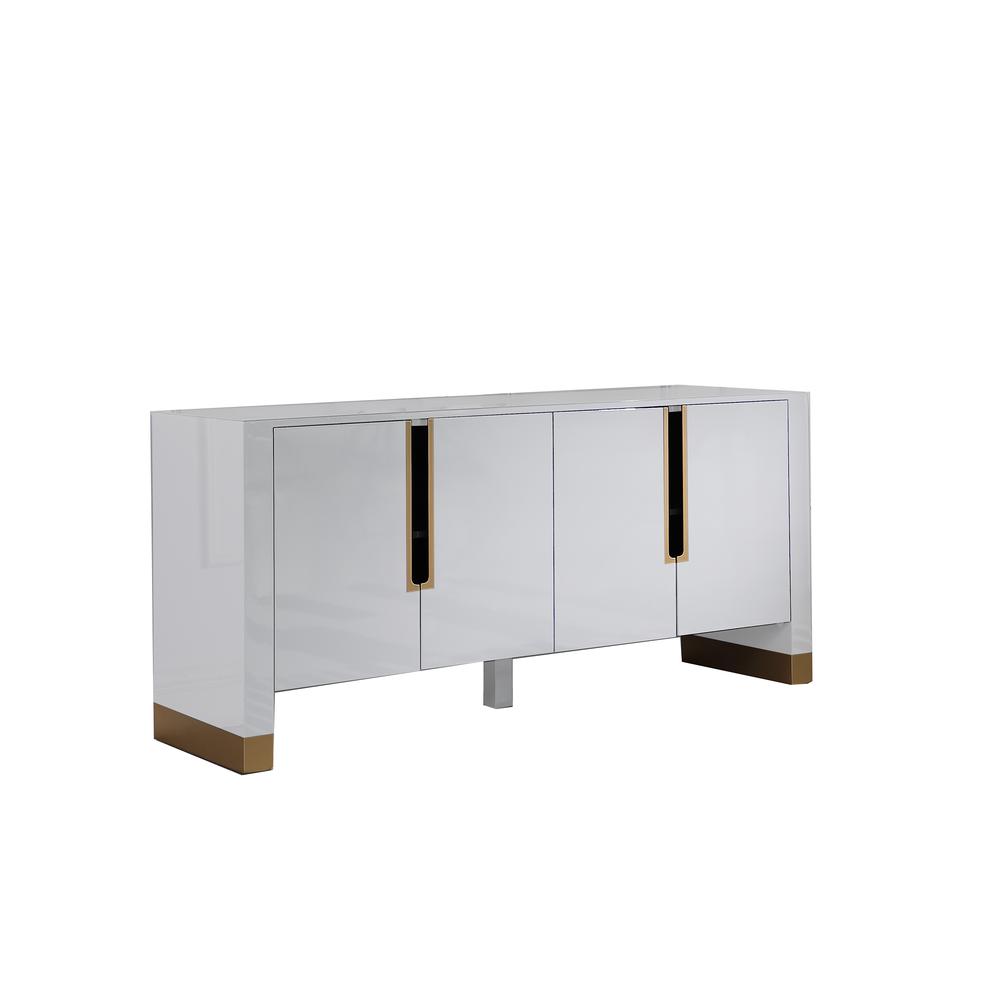 Akantha 68" Lacquer with Gold Accents Sideboard, White By Best Master Furniture | Sideboards |  Modishstore 