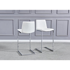 Blanca White Faux Leather Bar Chairs in Silver(Set of 2) By Best Master Furniture