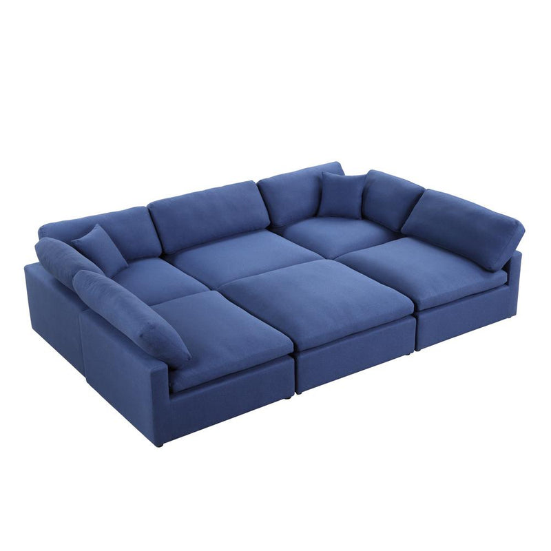 Remington 6-piece Blue Linen Modular Sectional By Best Master Furniture | Sofas |  Modishstore 