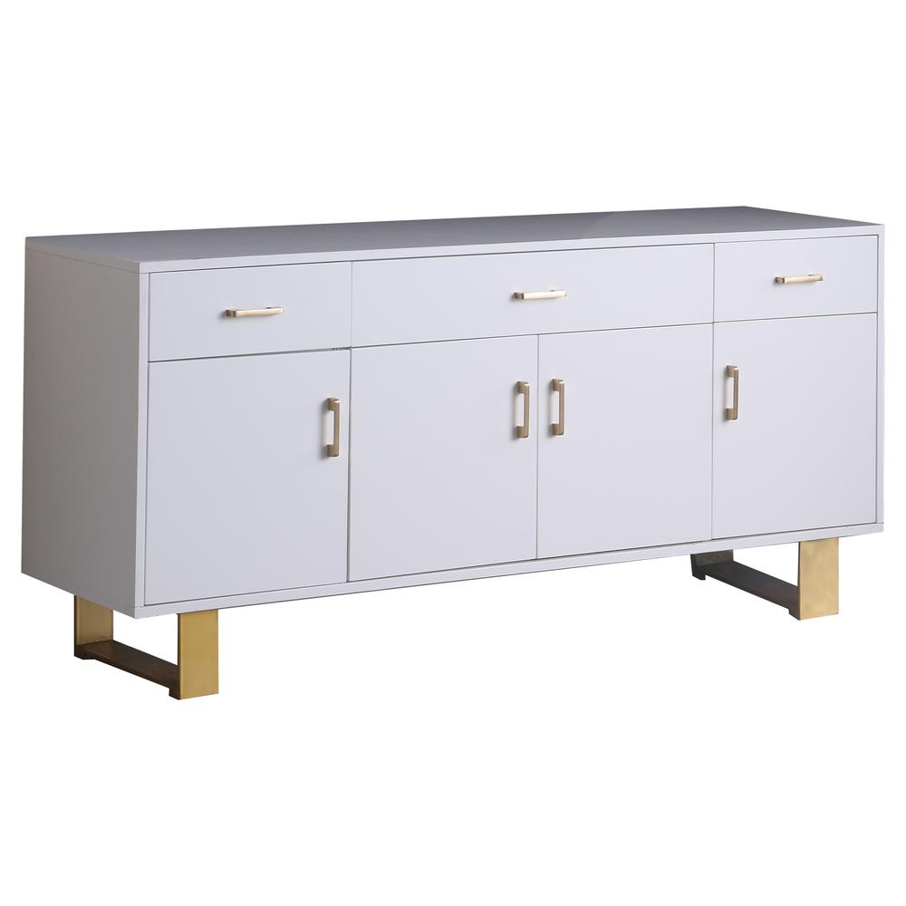 Tyrion White Lacquer Sideboard with Gold Accents By Best Master Furniture | Sideboards |  Modishstore 