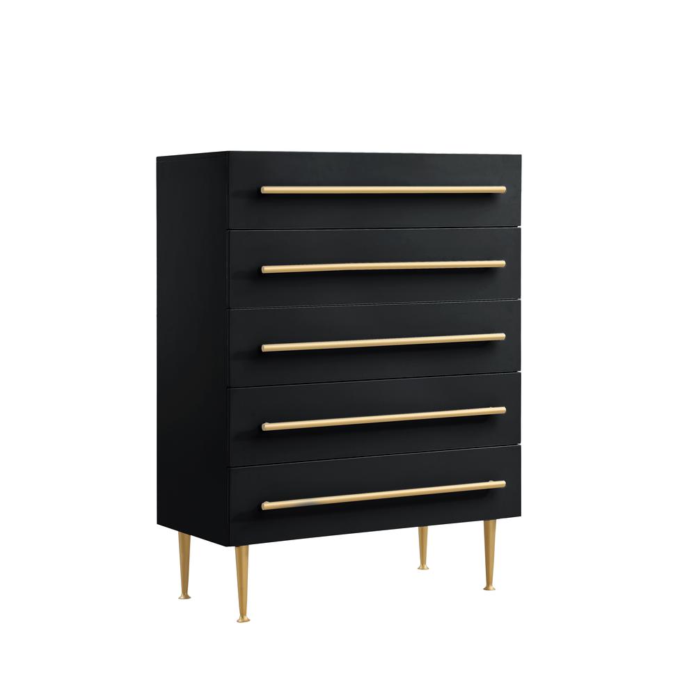 Bellanova Black 5-Drawer Chest with Gold Accents By Best Master Furniture | Drawers |  Modishstore 