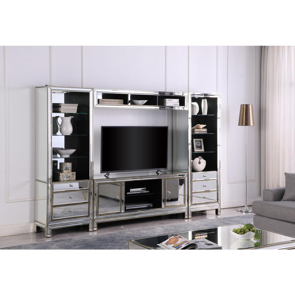 Aristotle 4-piece Modern Silver Mirrored Entertainment Center By Best Master Furniture | TV Stands |  Modishstore 