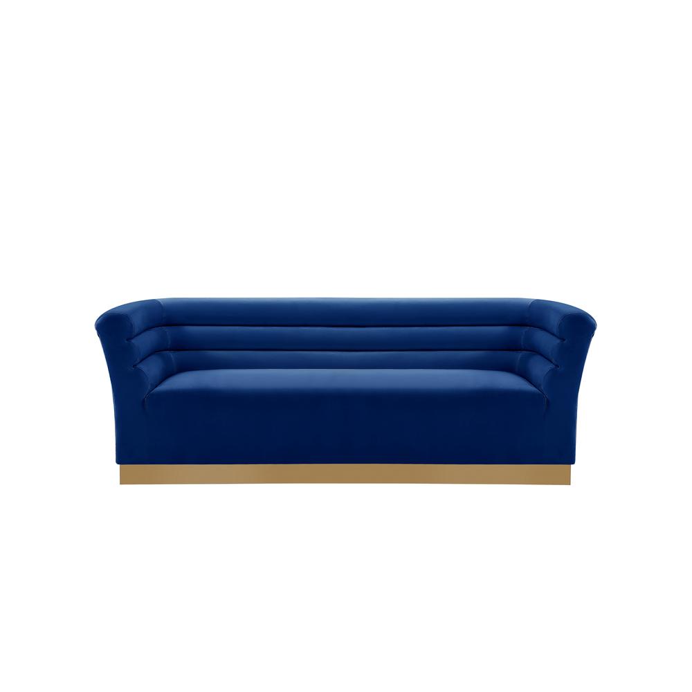 Livingston Blue Velour Sofa with Gold Trim By Best Master Furniture | Sofas |  Modishstore  - 2