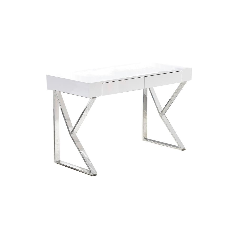 Philon Modern White Lacquer 47" Computer Desk, Silver By Best Master Furniture | Desks |  Modishstore 