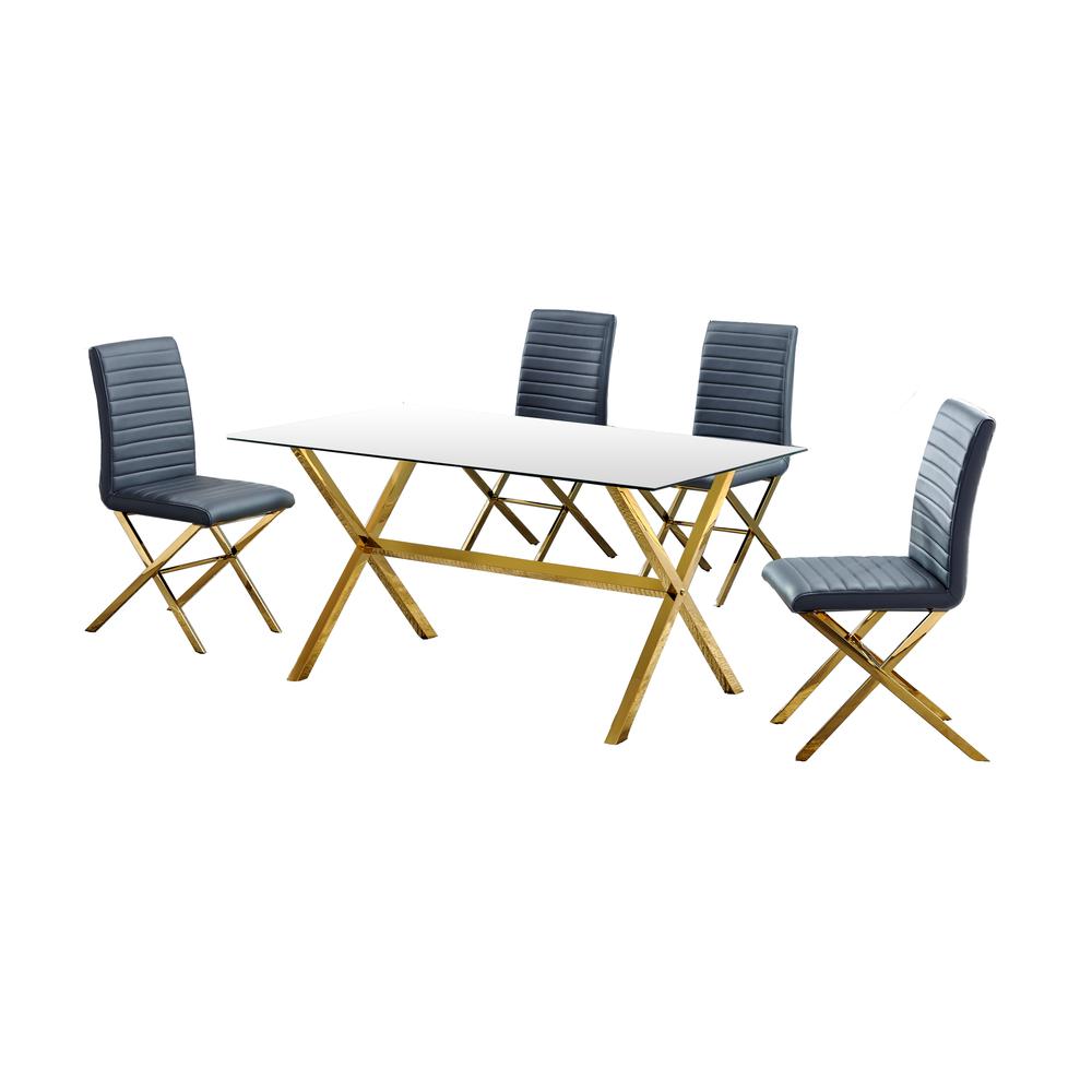 Timber Modern Gold Plated 5-piece Rectangular Dining Set, Grey By Best Master Furniture | Dining Sets |  Modishstore 