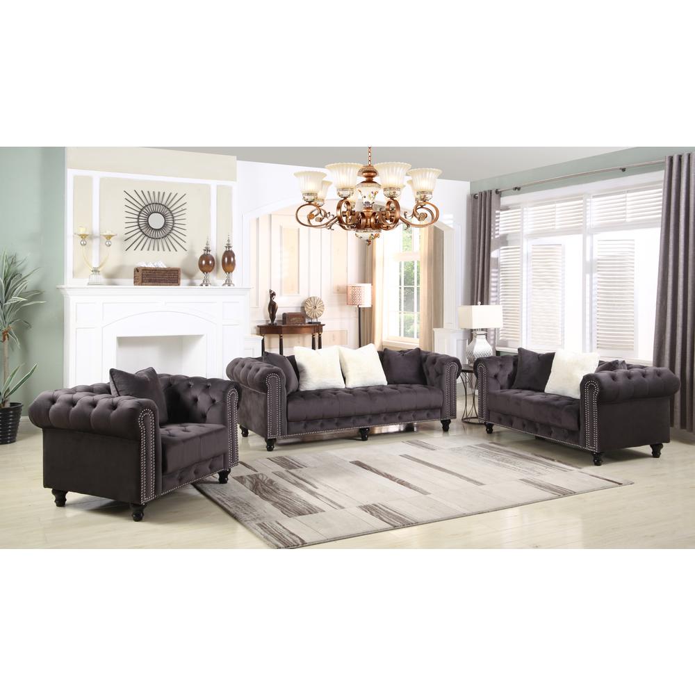 Jillian Gray Tufted Velvet Sofa By Best Master Furniture | Sofas |  Modishstore  - 2
