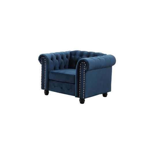 Venice 35" Tufted Velvet Arm Chair, Blue By Best Master Furniture | Armchairs |  Modishstore 