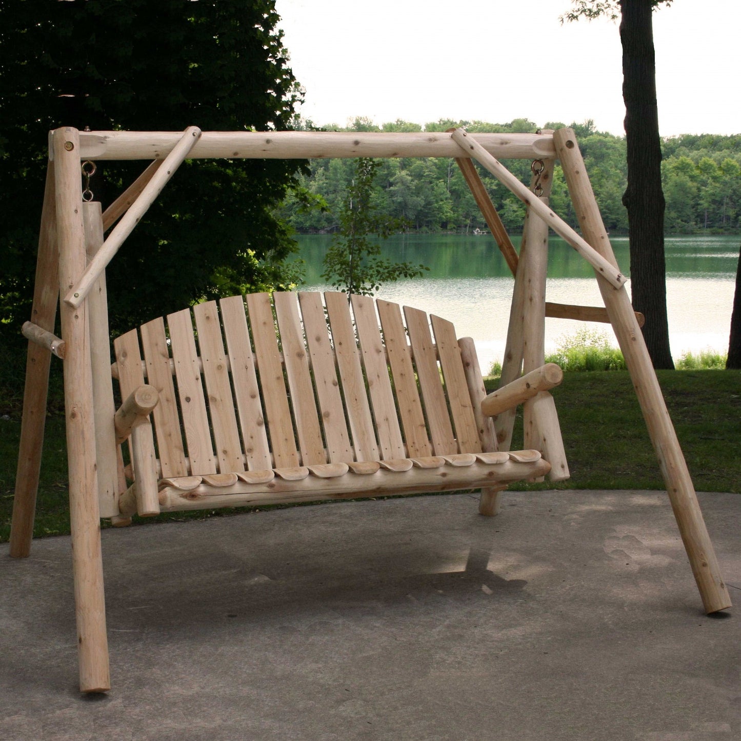 Natural Wood Yard Swing By Homeroots - 370273 | Outdoor Porch Swings | Modishstore - 2