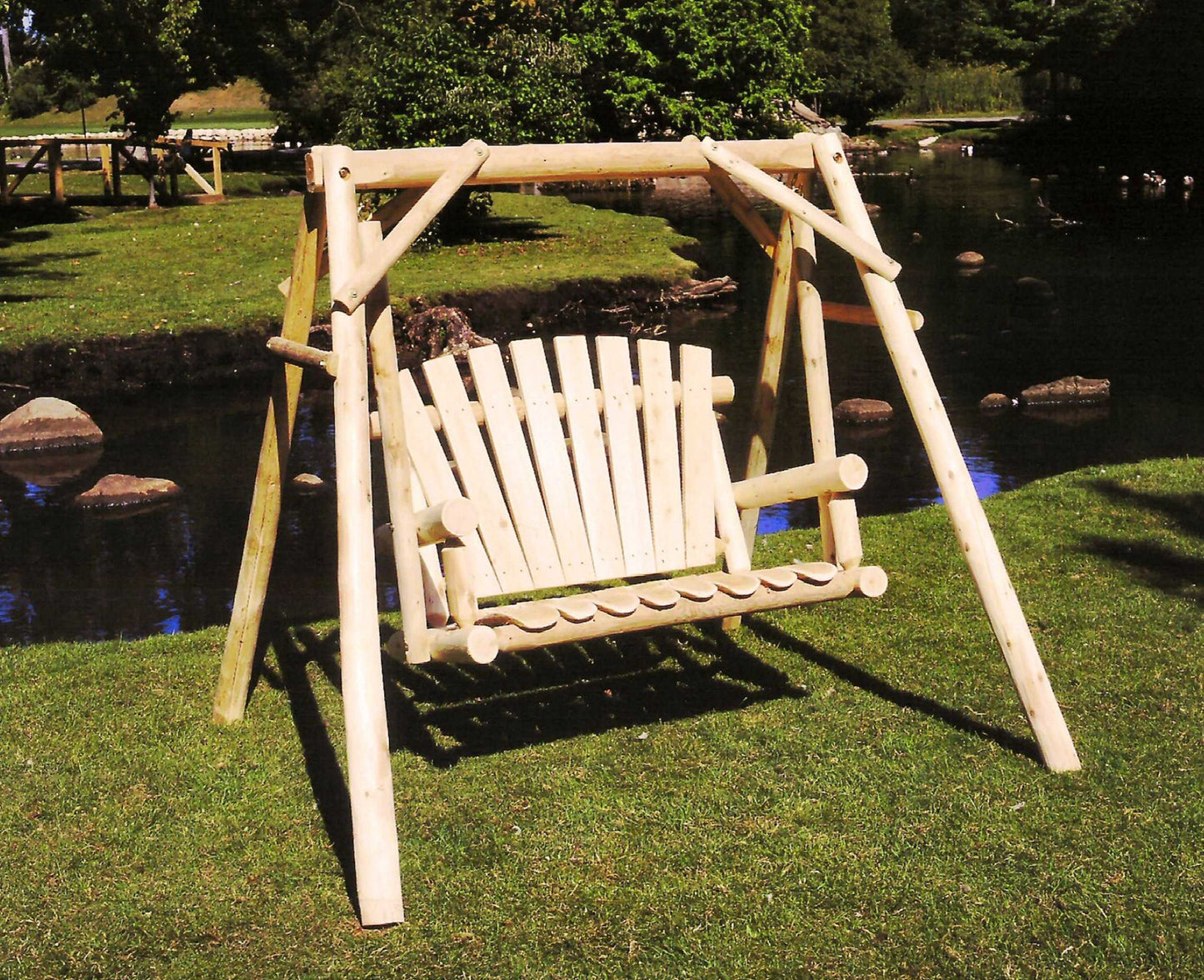 Natural Wood Yard Swing By Homeroots - 370274 | Outdoor Porch Swings | Modishstore - 2