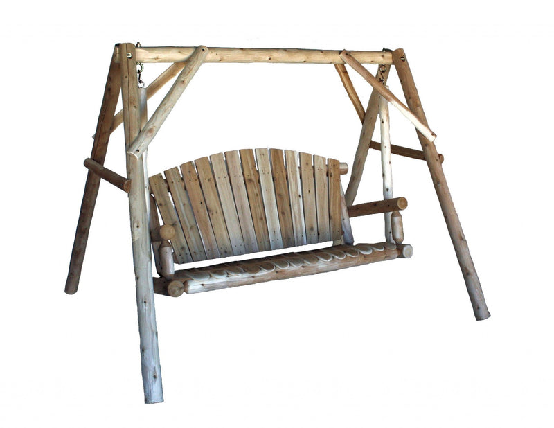 Natural Wood Yard Swing By Homeroots - 370276 | Outdoor Porch Swings | Modishstore