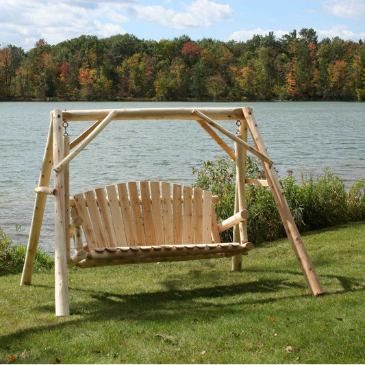 Natural Wood Yard Swing By Homeroots - 370276 | Outdoor Porch Swings | Modishstore