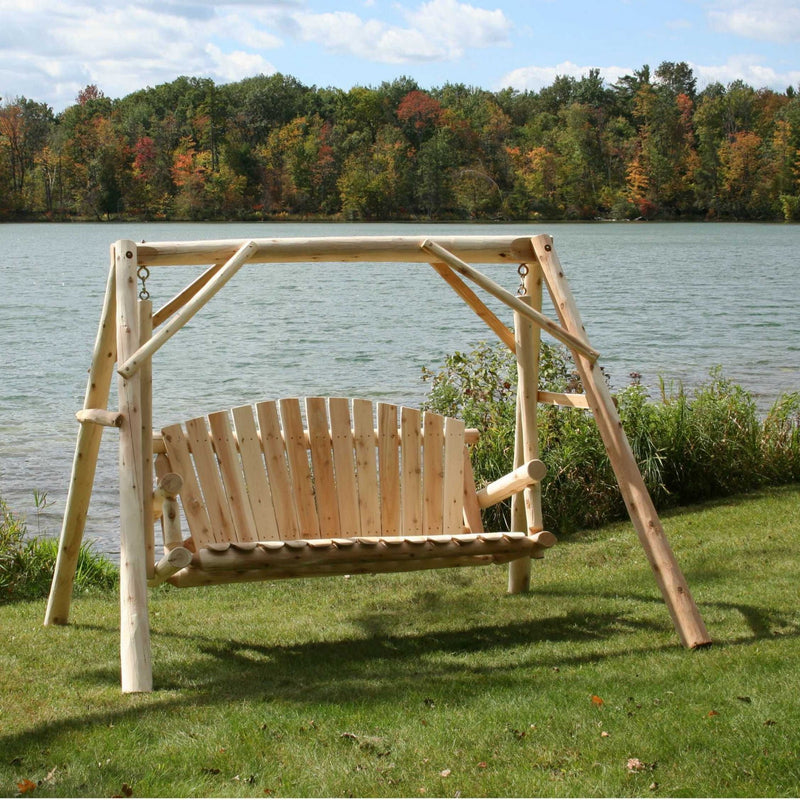 Natural Wood Yard Swing By Homeroots - 370276 | Outdoor Porch Swings | Modishstore
