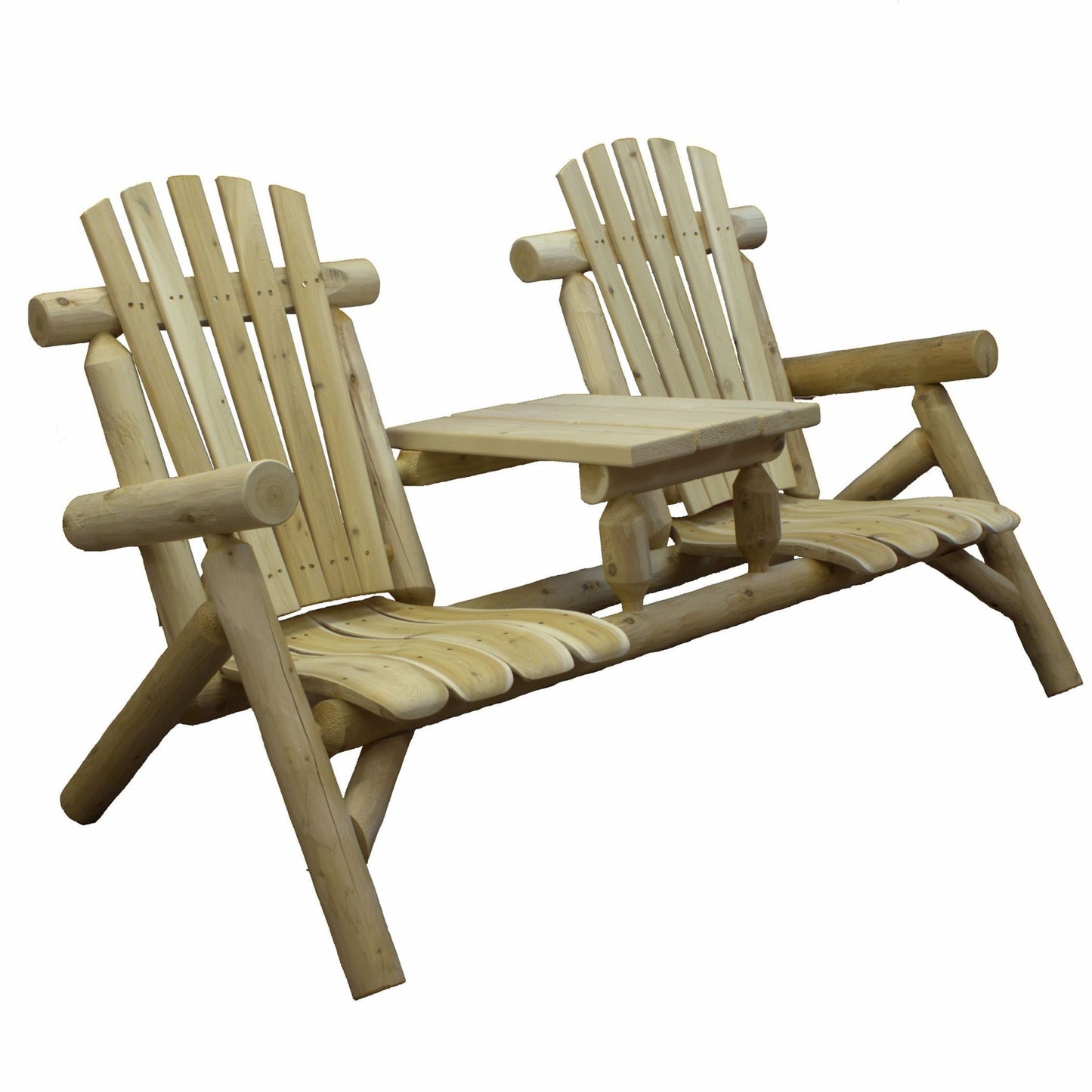 Natural Wood Tete-A-Tete Chair By Homeroots | Outdoor Chairs | Modishstore