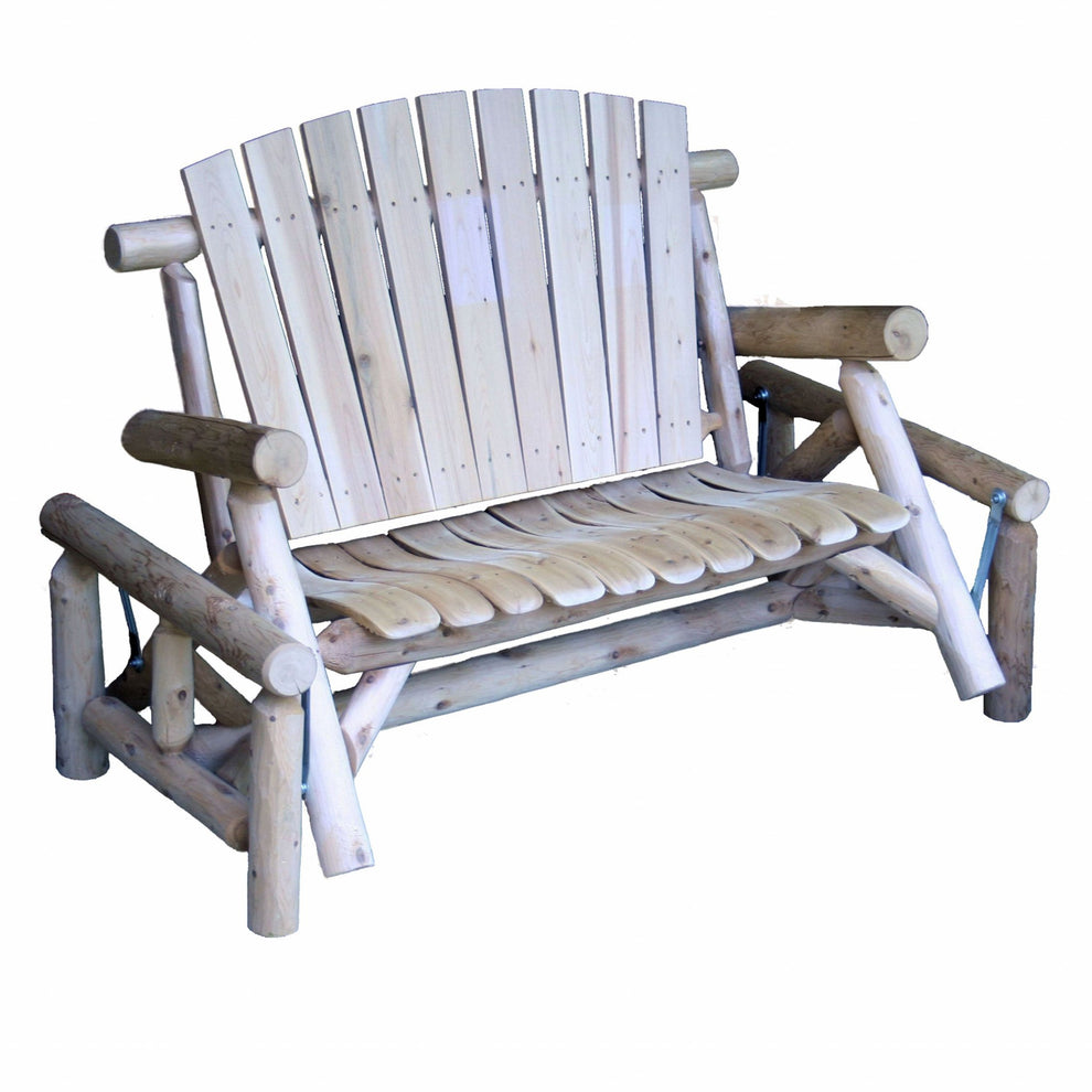 Natural Wood Loveseat Glider By Homeroots | Outdoor Sofas, Loveseats & Sectionals | Modishstore - 2