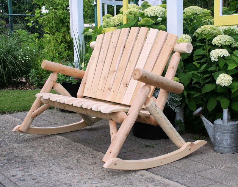 Natural Wood Rocking Loveseat By Homeroots | Outdoor Sofas, Loveseats & Sectionals | Modishstore