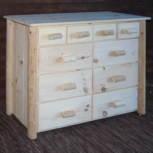 Natural Unfinished Wood Ten Drawer Dresser By Homeroots | Dressers | Modishstore - 2