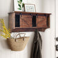 Rustic Wooden Shelf with Barn Door Storage and Hooks By Homeroots | Shelves & Shelving Units | Modishstore - 4