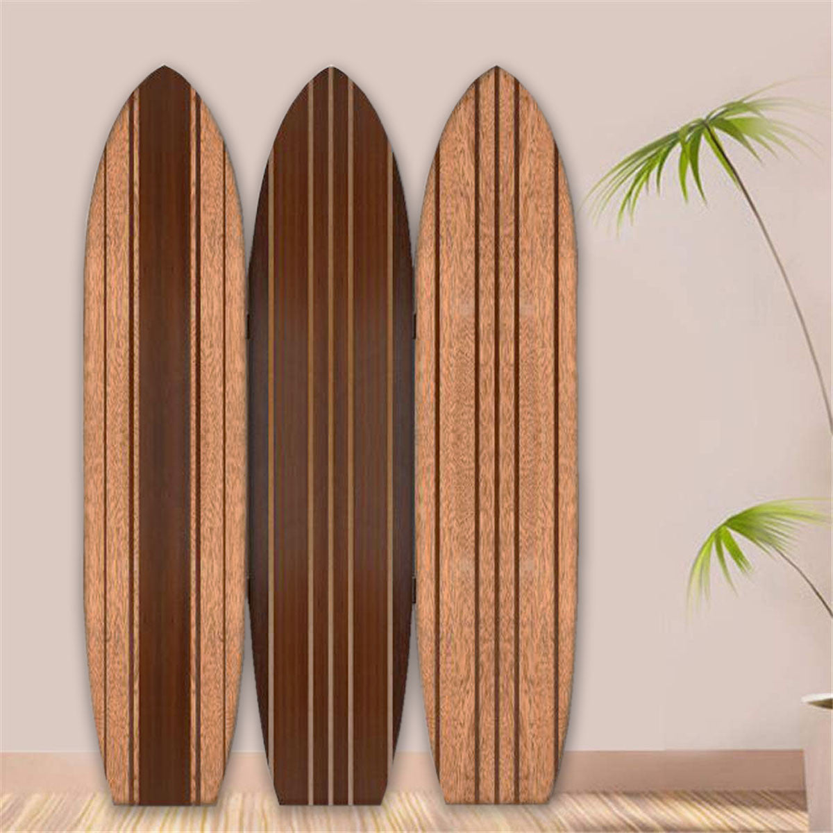 Warm Brown Long Board 3 Panel Room Divider Screen By Homeroots | Room Dividers | Modishstore