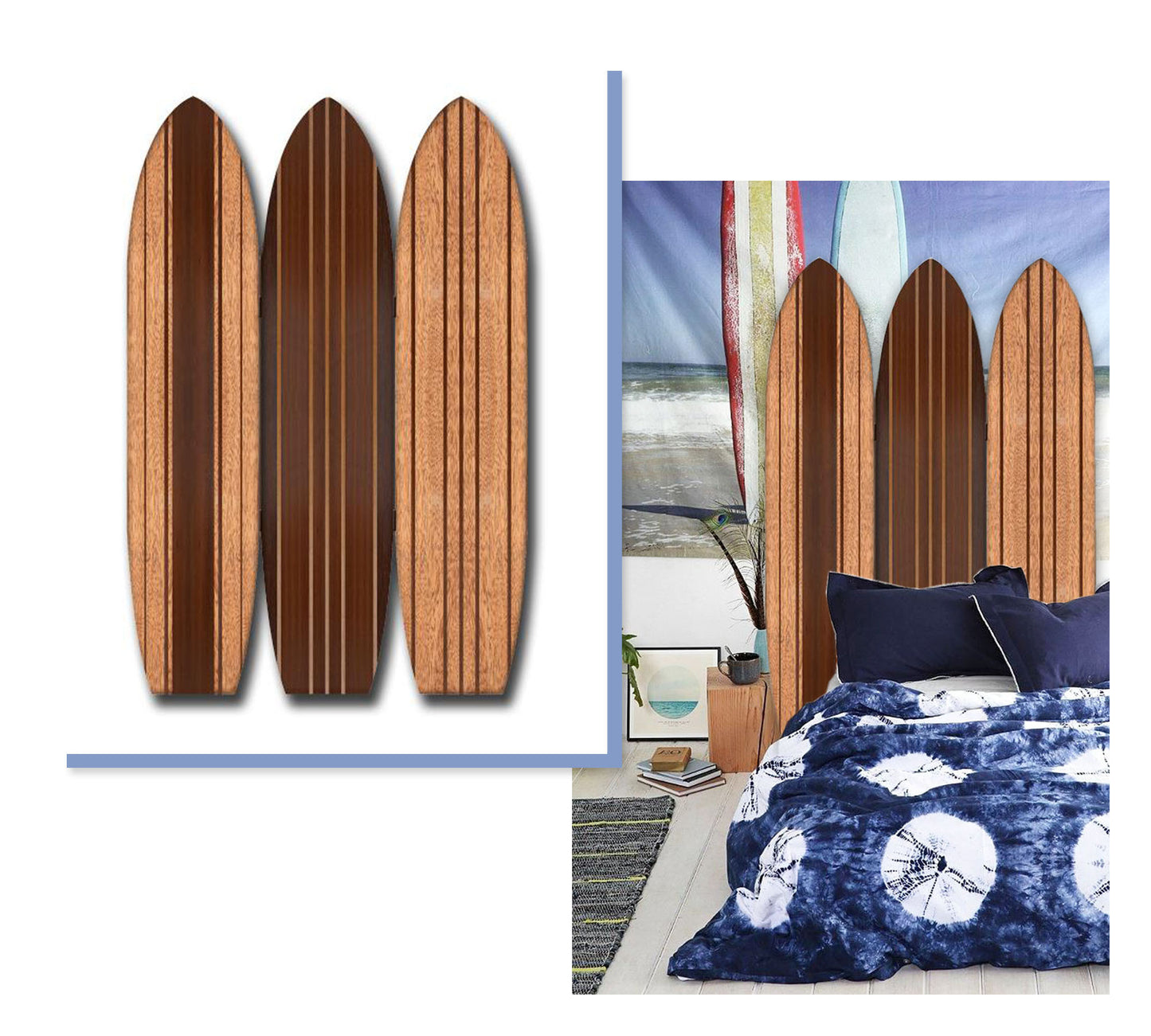 Warm Brown Long Board 3 Panel Room Divider Screen By Homeroots | Room Dividers | Modishstore - 3