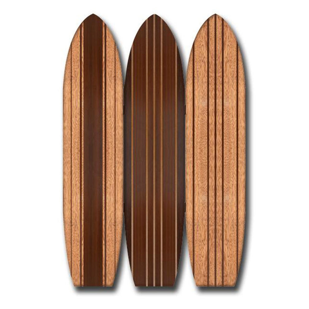 Warm Brown Long Board 3 Panel Room Divider Screen By Homeroots | Room Dividers | Modishstore - 4