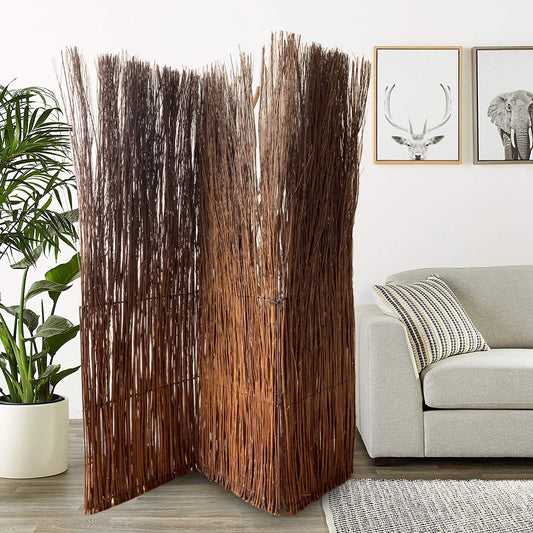 Rustic Willow Branch Three Panel Room Divider Screen By Homeroots | Room Dividers | Modishstore - 3