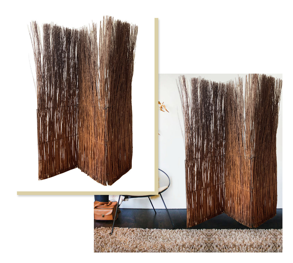 Rustic Willow Branch Three Panel Room Divider Screen By Homeroots | Room Dividers | Modishstore - 4