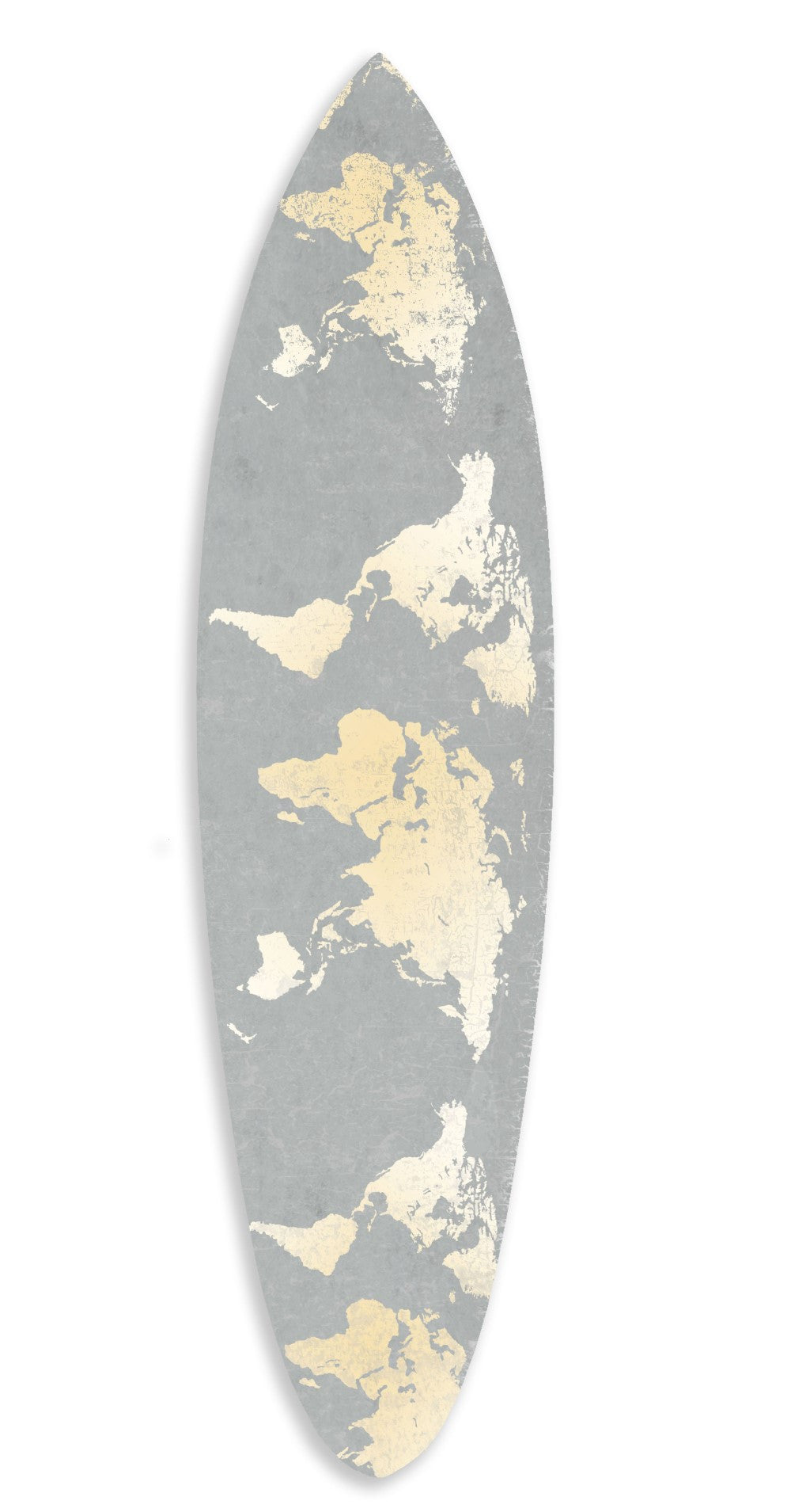 Grey and Gold World Map Surfboard Wall Art By Homeroots | Wall Decor | Modishstore - 3