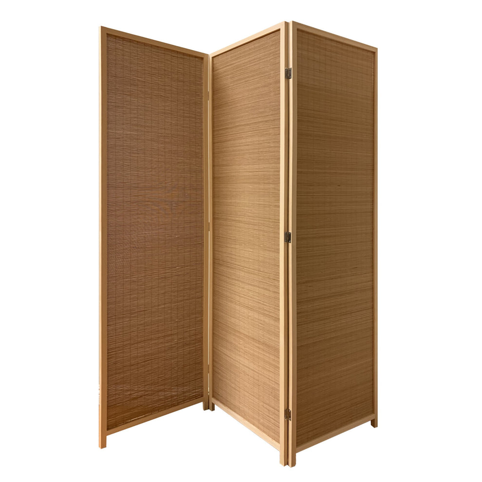 6" Light Bamboo 3 Panel Room Divider Screen By Homeroots | Room Dividers | Modishstore - 2
