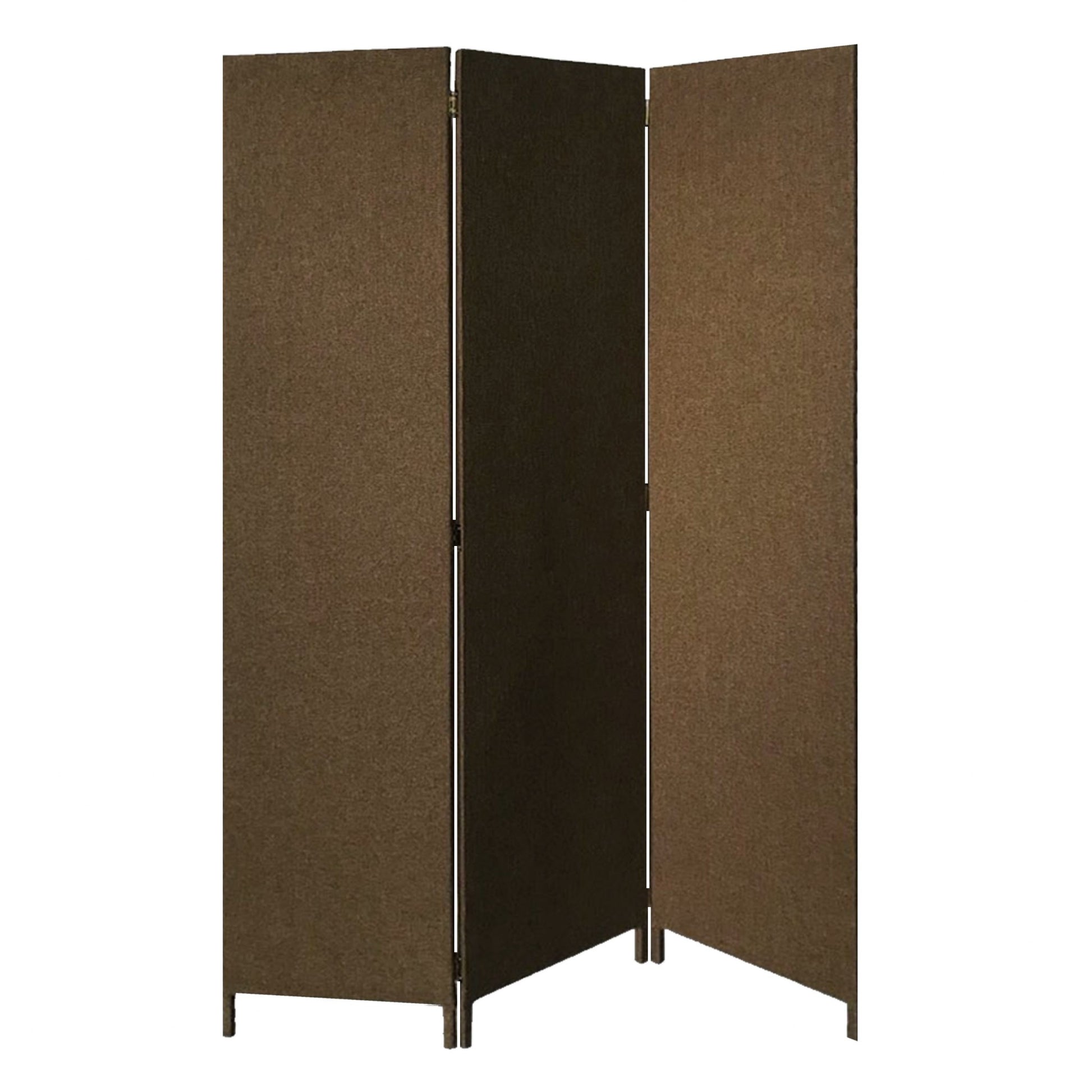 Brown Upholstered 3 Panel Room Divider Screen By Homeroots | Room Dividers | Modishstore