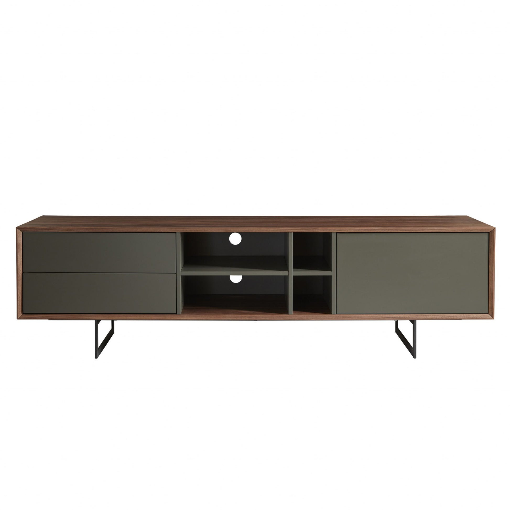 71" Media TV Stand in Walnut and Dark Gray By Homeroots | TV Stands | Modishstore