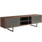 71" Media TV Stand in Walnut and Dark Gray By Homeroots | TV Stands | Modishstore - 2