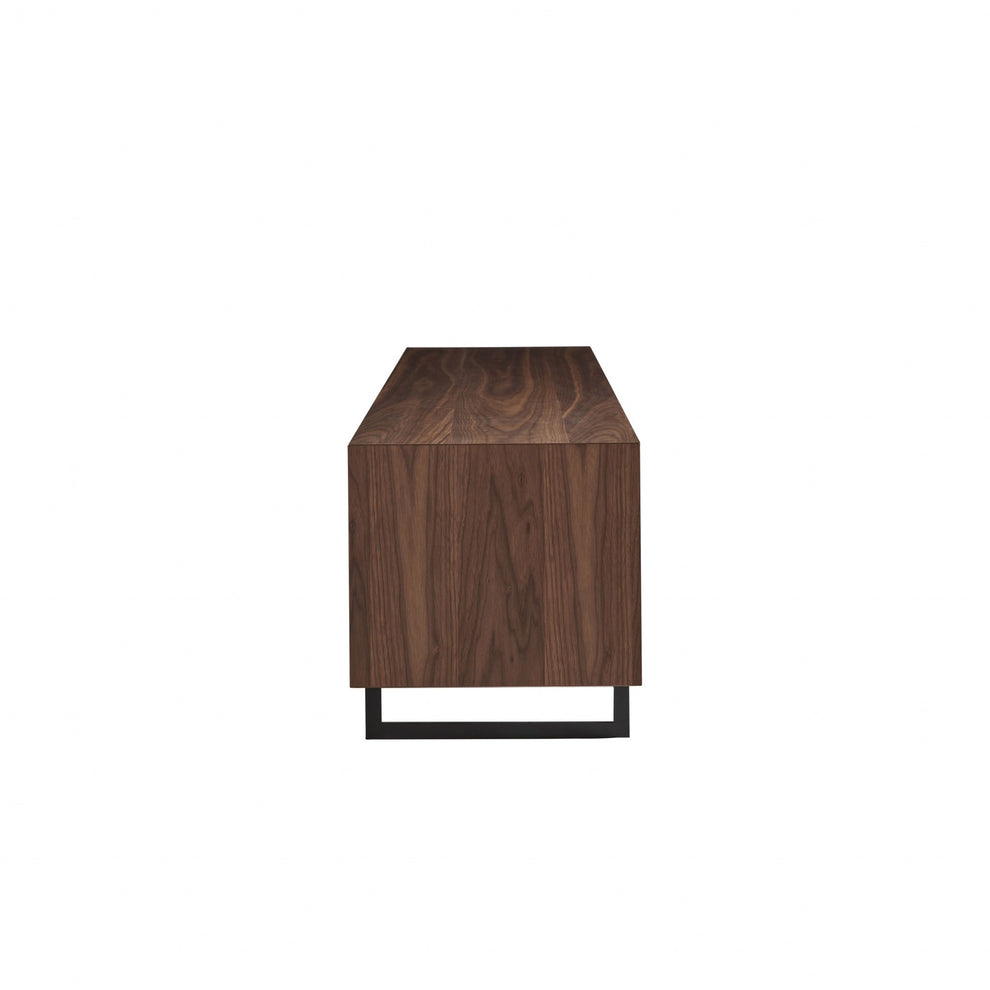 71" Media TV Stand in Walnut and Dark Gray By Homeroots | TV Stands | Modishstore - 3