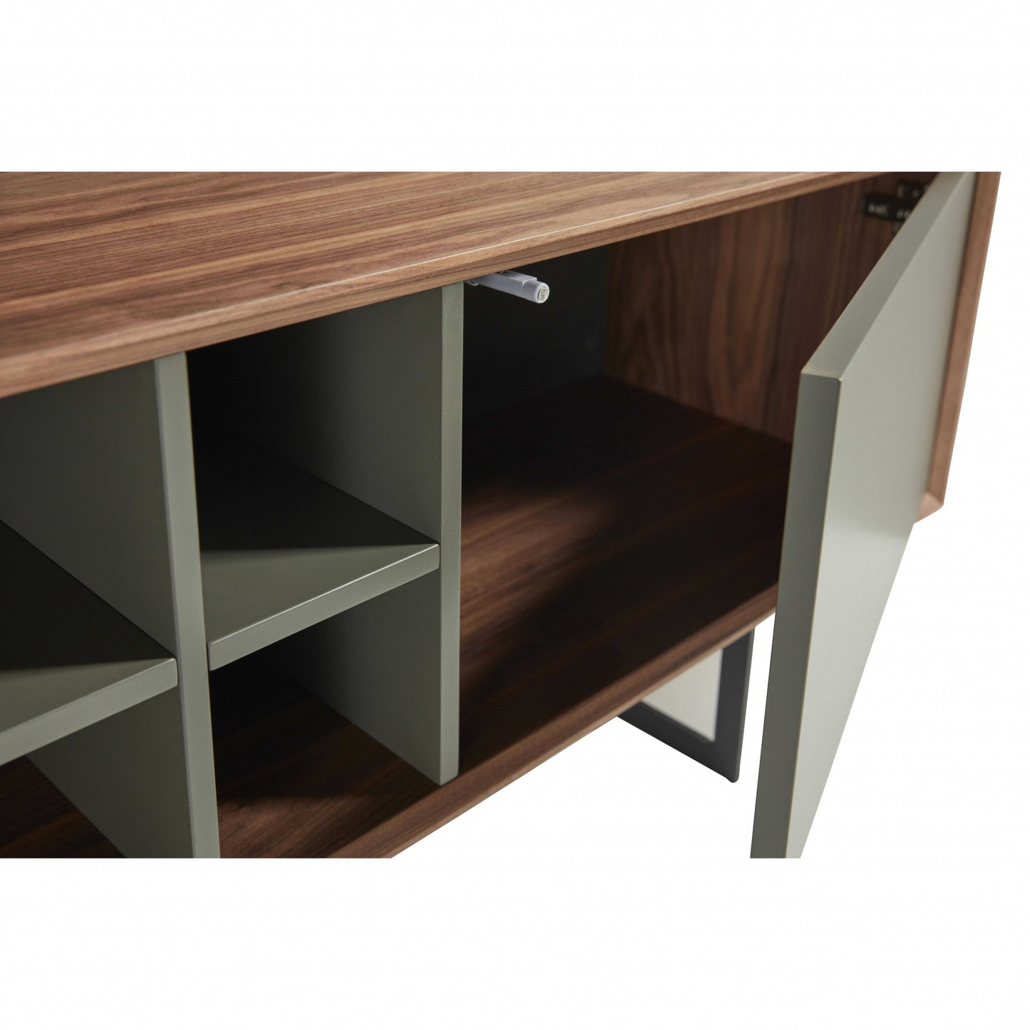 71" Media TV Stand in Walnut and Dark Gray By Homeroots | TV Stands | Modishstore - 5