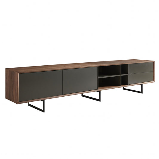 Media TV Stand in Walnut and Dark Gray By Homeroots | TV Stands | Modishstore