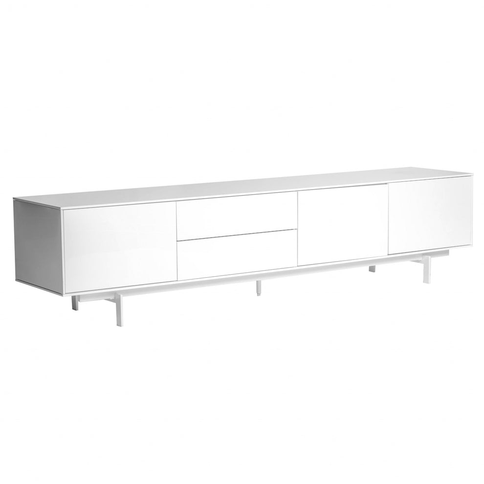 Crisp High Gloss White Lacquer Media TV Stand By Homeroots | TV Stands | Modishstore - 2