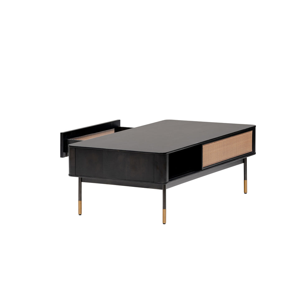 Coffee Table in Black with Natural Wicker By Homeroots | Coffee Tables | Modishstore - 5