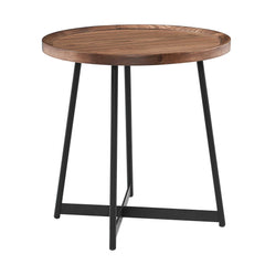 Round Side Table in American Walnut and Black By Homeroots