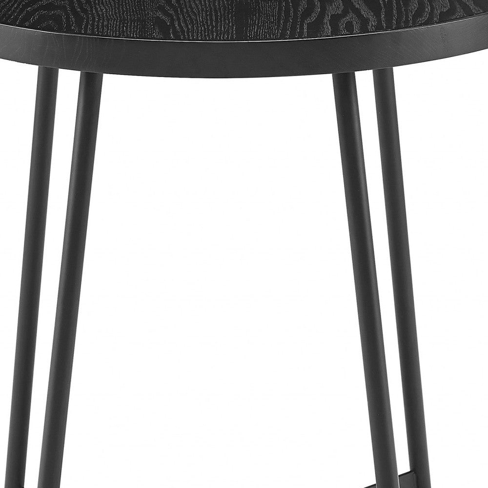 21.66" X 21.66" X 22.05" Round Side Table In Black Ash Wood And Black By Homeroots | End Tables | Modishstore - 4