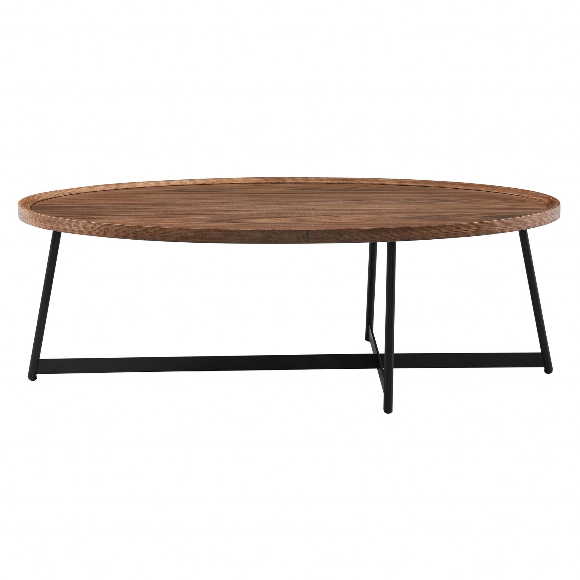 Modern Elegance Walnut Oval and Black Coffee Table By Homeroots | Coffee Tables | Modishstore - 4