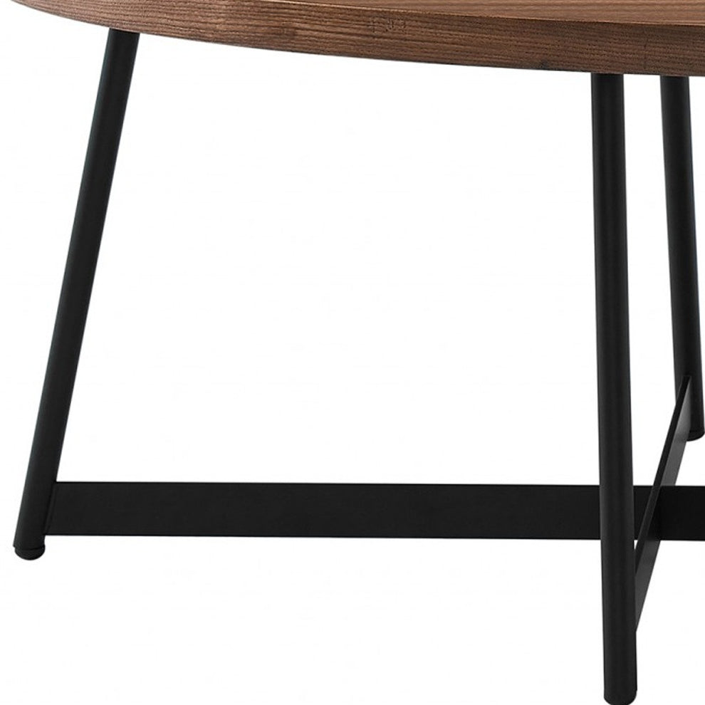 Modern Elegance Walnut Oval and Black Coffee Table By Homeroots | Coffee Tables | Modishstore - 5