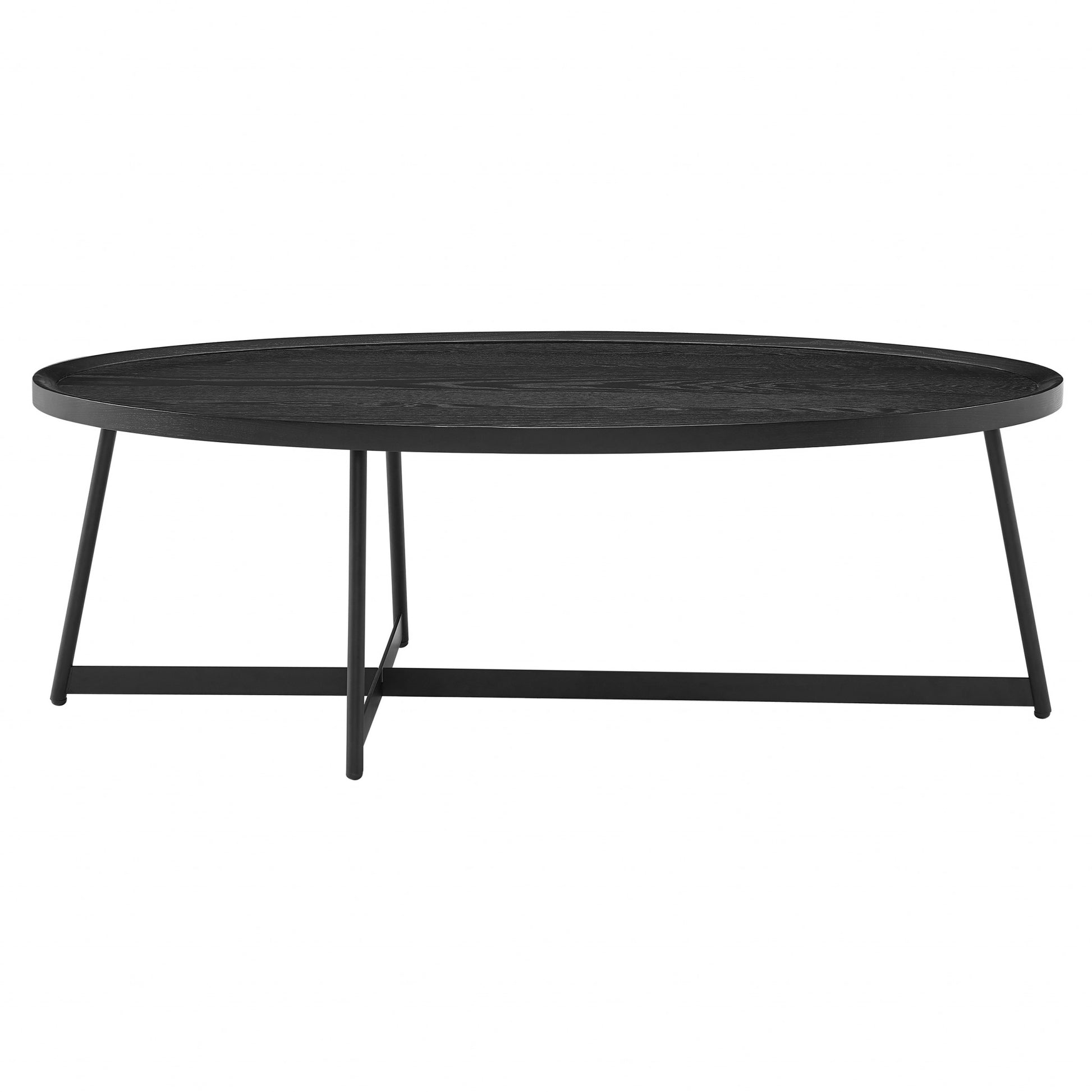 47" Black Manufactured Wood Oval Coffee Table By Homeroots | Coffee Tables | Modishstore