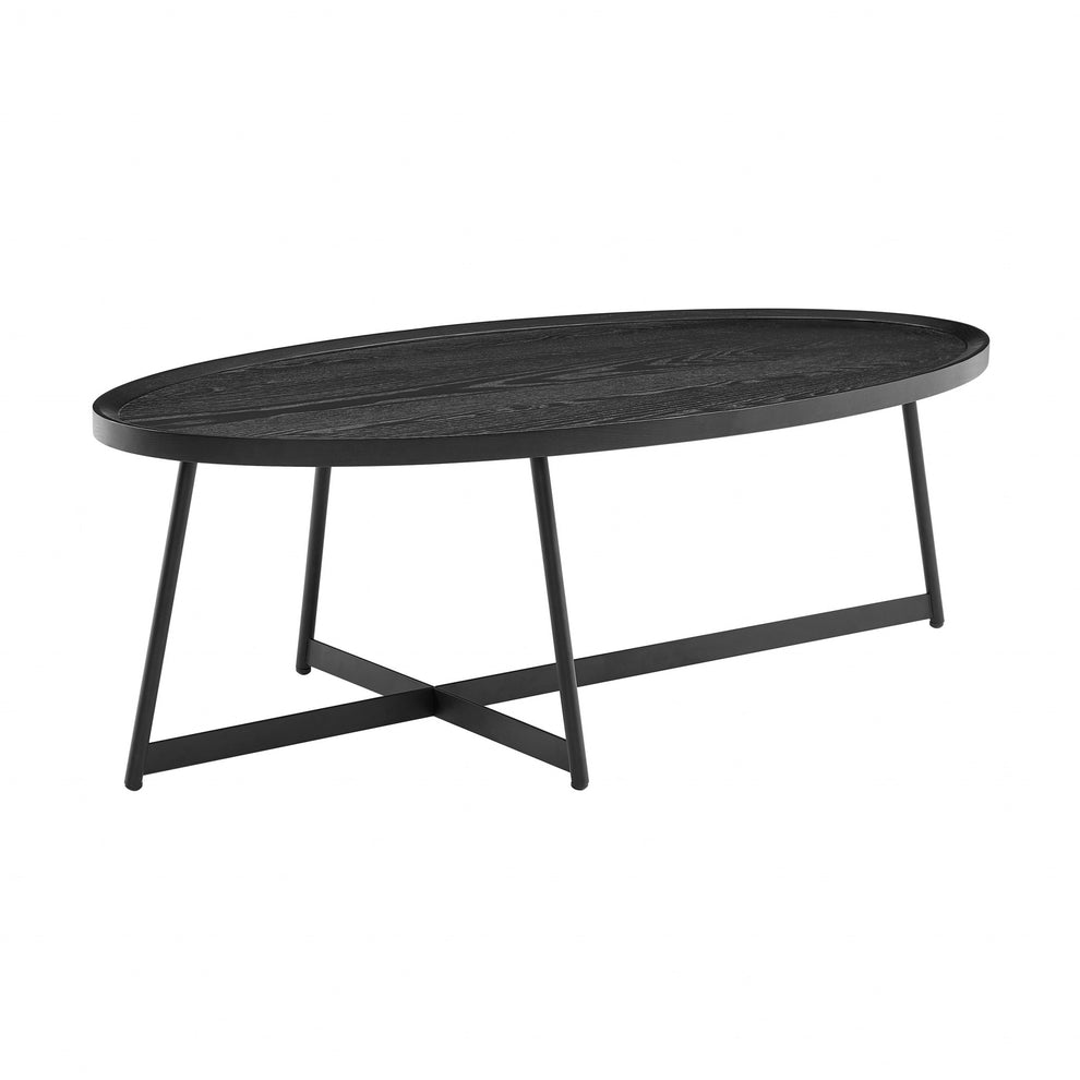 47" Black Manufactured Wood Oval Coffee Table By Homeroots | Coffee Tables | Modishstore - 2