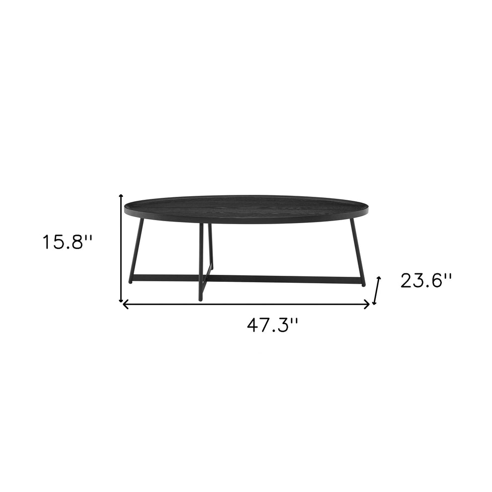 47" Black Manufactured Wood Oval Coffee Table By Homeroots | Coffee Tables | Modishstore - 6